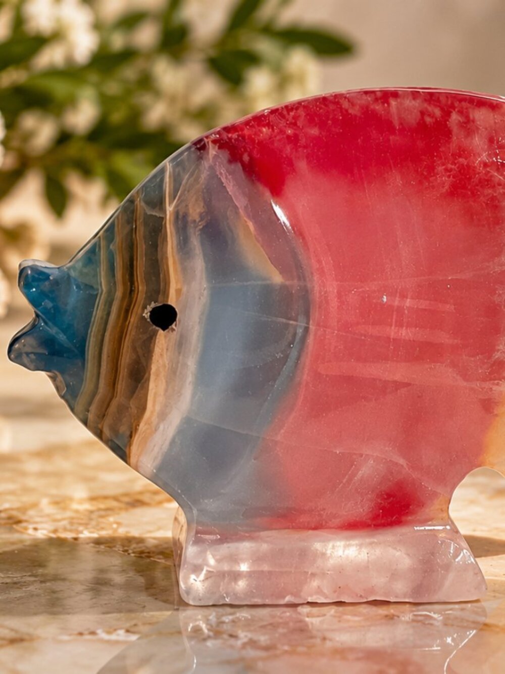 Carved Agate Stone Fish Figurine
